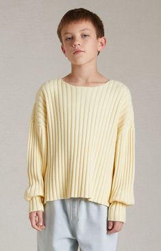 Essentials Garden Yellow Raw Neck Sweater Kids Garden, Solid Color Sweater, Color Sweater, Fear Of God Essentials, Brand Label, Fear Of God, Gardening For Kids, Kids Sweater, Basic Tees