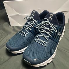 Size 14 Like New Navy Running Shoes With Air Cushioning Lace-up, Navy Lace-up Running Shoes With Air Cushioning, Functional Blue Walking Shoes With Boost Midsole, Blue Functional Walking Shoes With Boost Midsole, Blue Lace-up Walking Shoes With Ortholite Insole, Blue Running Sneakers With Ortholite Insole, Blue Lace-up Running Shoes With Ortholite Insole, Blue Cushioned Running Shoes For Outdoor, Blue Low-top Golf Shoes