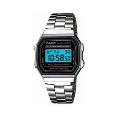 With a unique silver presence on the wrist, the Casio Men's Casual Classic Digital Bracelet Watch is a nice fusion of the casual and classic style. The watch kicks off with a 33mm square silver-toned Stainless steel case with silver pushers on both sides. These elements revolve around a digital display. This watch's features include an alarm, auto calendar, 1/100 second stopwatch, LED light and superior water resistance. A silver-toned Stainless steel link bracelet straps this watch to the wrist Casio Illuminator, Casio Digital, Black Rubber Bands, Casio Vintage, Casio Classic, Casio Edifice, Retro Watches, Used Watches, Mens Watches Black