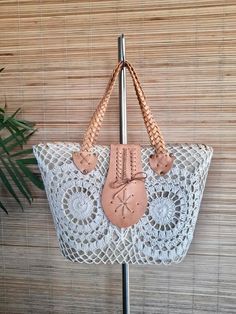 ⁉️CAN YOU BELIEVE IT⁉️ 👌😍 Now selling at $109.00 😍👌 BAG CROCHET by Lemongrass Bali Boutique White Bohemian Shoulder Bag With Double Handle, Bohemian White Shoulder Bag With Double Handle, White Bohemian Double Handle Shoulder Bag, Bohemian Crochet Bucket Bag With Leather Handles, Casual Cream Crochet Bag With Handles, Casual Crochet Beach Bag For Daily Use, Handmade Cream Bags For Everyday Use, Casual Cream Crochet Bag, White Bohemian Bag With Double Handle