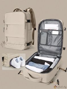 Bird in Bag - Premium Travel Backpack for Work and Leisure Practical Khaki Backpack For Travel, Functional Khaki Backpack With Large Capacity, Functional Large Capacity Khaki Backpack, Khaki Functional Rectangular Backpack, Functional Khaki Rectangular Backpack, Functional Rectangular Khaki Backpack, Rectangular Khaki Backpack For Travel, Beige Backpack Laptop Bag For Travel, Multifunctional Khaki Backpack For Travel