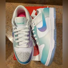 New In Box Women’s Shoes In Box Ice Blue Unlock Your Space Dunks, Wmns Dunk Low, Volleyball Sneakers, Nike Volleyball, Nike Shoes New, Nike Air Max 2015, Nike Air Max 200, Nike Internationalist, Jordan Shoes Retro