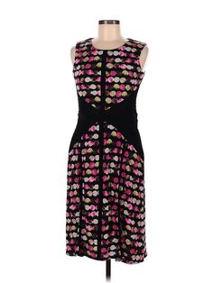 Taylor Cocktail Dress Size: 8 Black Dresses - used. 95% POLYESTER, 5% SPANDEX, Square, Hearts, Midi/Calf Length, Sleeveless | Taylor Cocktail Dress: Black Hearts Dresses - Used - Size 8 Fitted Multicolor Sleeveless Dress For Evening, Black Sleeveless Dress With Floral Print For Evening, Black Sleeveless Floral Print Evening Dress, Fitted Black Sleeveless Dress With Floral Print, Cocktail Dress Black, Black Hearts, Heart Dress, Black Dresses, Black Heart