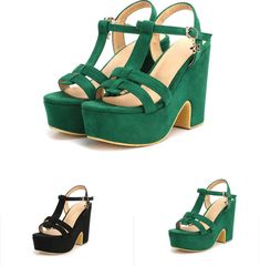 Product Description * Condition:  Womens Platform Slingback Shoes Open Toe Block High Heel Buckle Sandals Party * Color：As Pic * Package：1 pair shoes （Without accessories） Heel height: about 9cm Please note: 1.If your feet are wide, please order size up. 2.The color maybe a little difference because of the light,screen reflection etc.     Shipping 1. Your Item(s) will be shipped within 5-15 business days once payment received. 2. Standard shipping to US/UK,you may can get it in 10-20 Business da Green Platform Sandals With Block Heel, Spring T-strap Sandals With Platform And Open Heel, Green High Heel Platform Sandals, Summer Platform T-strap Sandals With Open Heel, Synthetic Open Toe T-strap Platform Sandals, Mom Wedding Dress, Platform Heels Chunky, Slingback Shoes, Buckle Sandals