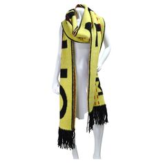 Get your perfect winter accessory just in time for the season! Stay warm in the most fashionable scarf out there with the coolest industrial print! This scarf is from Off-White by Virgil Abloh from the Fall/Winter 2013 collection. It is made of a beautifully soft wool stole that will feel very comfortable on the skin. This scarf will keep you warm on the coldest days because of its 92% wool composition and its size (140 inches long). Keep in mind this is a very oversized scarf. Notice the cool d Full Black Outfit, Balenciaga Sweatshirt, Industrial Print, Fendi Handbag, Gucci Sneakers, White C, Oversized Scarf, Black Fringe, Virgil Abloh