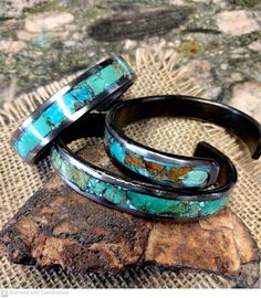 * Milled Iron Cuff Bracelet. * 4 X 14.5mm Thick and Wide. *Kingman Turquoise Inlayt and Ceramic Coated. * Polished Front Face. * Measure your whole wrist with tight and mark it on the option. * Any other size, leave it on the Note. Please Measure your wrist with sure. After finished, It can not be returned or exchanged. If not sure your wrist size, do not go ahead to order. Luxury Turquoise Cuff Bracelet With Inlay, Turquoise Cuff Bracelet With Polished Finish, Sterling Silver Turquoise Cuff Bracelet With Inlay, Southwestern Turquoise Inlay Sterling Silver Bracelet, Silversmithing Jewelry, Unique Turquoise Nickel-free Cuff Bracelet, Kings Man, Mens Fashion Rugged, Kingman Turquoise