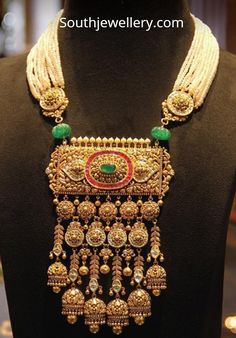 Kundan Pandent, Nakshi Pendant, Mughal Motifs, Multi Strand Pearl Necklace, Rajputi Jewellery, Antique Necklaces Design