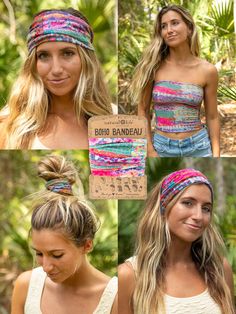 Full Boho Bandeau® Headband - Pink Watercolor Patchwork-view 1 Wildflower Border, Bandeau Headband, Summer Couture, Boho Beanie, Boho Headbands, Hippie Headband, Summer Necessities, Dream Items, Boho Bandeau