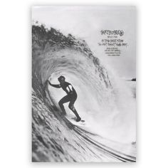 a man riding a wave on top of a surfboard in front of a white background