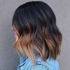 Short Black Hair Ombre, Dark Ombre Bob, Black To Brown Ombre Hair Short, Dark Brown Ombre Hair Short, Short Dark Ombre Hair, Black Ombre Hair Short, Dark Hair With Colored Ends, Short Ombré Hair, Dark Ombre Short Hair