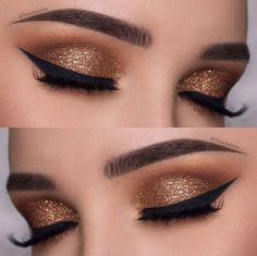 Make Up Guide, New Years Eve Makeup, Glamorous Makeup, Gold Makeup, Makeup Hacks, Eye Makeup Tips