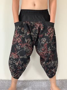 Ninja Pants, Yoga Harem Pants, Handmade Pants, Pokemon Clothes, Maxi Pants, Black Harem Pants, Black Birthday