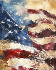 an american flag is painted on a canvas