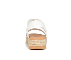 Enjoy the warm weather in the Caroline by Journee Collection. This strappy sandal features elastic uppers for a flexible fit and a 7 mm Comfort Foam™ footbed for added support. A walkable sliver wedge heel wrapped in espadrille perfects the design. Manmade upper,Easy pull-on entry,Approx. 1 1/2 inch heel,Open toe,Comfort Foam™ cushioned footbed for added comfort,Durable manmade outsole | Women's Journee Collection Caroline Espadrille Sandals in White Size 10 Medium White Slingback Sandals With Arch Support For Summer, Strappy Synthetic Wedge Sandals For Vacation, White Sandals With Arch Support For Spring, Synthetic Slingback Wedge Sandals For Vacation, Beach Slingback Synthetic Wedge Sandals, Summer Synthetic Footbed Sandals With Arch Support, Spring Vacation Wedge Sandals With Arch Support, Spring Beach Wedge Sandals With Arch Support, Synthetic Heels With Arch Support For Vacation