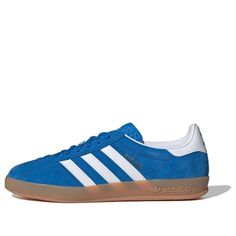 adidas originals Gazelle Indoor Shoes 'Blue White' JI2061 Casual Adidas Skate Shoes With White Sole, Urban Sneakers With Three Stripes And Round Toe, Adidas Casual Sneakers With Three Stripes, Casual Adidas Sneakers With Round Toe, Blue Casual Adidas Sneakers, Casual Adidas Sneakers With Logo, Casual Blue Adidas Sneakers, Blue Streetwear Sneakers With Three Stripes, Blue Athleisure Sneakers With Adidas Branding