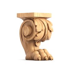 an image of a wooden object on a white background that looks like it is carved out of wood