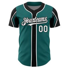 Custom Teal White-Black 3 Colors Arm Shapes Authentic Baseball Jersey Sporty Green Baseball Jersey, Green Sporty Baseball Jersey, Baseball Jersey Men, Midnight Green, Logo Wear, St. Patricks Day, Orange Texas, Alpha Kappa Alpha, 3d Pattern