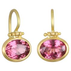 Faye Kim's handmade 18 Karat Gold Pink Tourmaline Hinge Earrings sparkle in a classic bezel setting with a decorative hinge featuring French ear wires. Matte finished. Pink Tourmalines 2.70 tcw Pink Tourmaline dimensions 8x6mm Length Length .375" Also available in Aquamarine or Peridot (as shown in photos); please inquire for more info. Made in the USA. Decorative Hinges, Sparkle Earrings, Pink Tourmaline, Bezel Setting, Earings Piercings, Ear Wires, Aquamarine, Hinges, Tourmaline