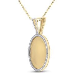 Celebrate the charm of timeless treasures with this 10K Yellow Gold Round Diamond Circle Picture Memory Pendant. Crafted with meticulous attention to detail, this pendant is more than just a piece of jewelry; it's a keepsake designed to hold your most precious memories close to your heart. The warm glow of 10K yellow gold forms a perfect circle, symbolizing eternity, while its sleek, polished surface offers a mirror-like finish, ideal for engraving or framing a small, treasured photo.Encircling Diamond Pendant Jewelry For Keepsake, Keepsake Diamond Pendant Jewelry, Diamond Pendant Necklace For Keepsake, Classic Medallion Necklaces With Charms, Gold Diamond Jewelry For Keepsake, Classic 14k Gold Jewelry With Large Pendant, Oval Pendant Keepsake Charm Jewelry, Antique Oval Necklaces With Charms, Yellow Gold Oval Coin Pendant Jewelry