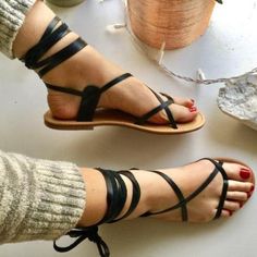 Open-toe Strappy Lace-up Summer Flat Sandals on Luulla High Heel Flip Flops, Heel Sandals Outfit, Stacked Heel Sandal, Heeled Flip Flops, Ankle Strap Sandals Flat, Tie Up Sandals, Summer Sandals Flat, Giuseppe Zanotti Heels, Boho Sandals