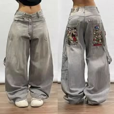 Shipping: Worldwide Express Shipping AvailableDelivery time: 7-15Days Fast ShippingReturns: Fast refund, 100% Money Back Guarantee. Ropa Hip Hop, Mode Jeans, Stil Inspiration, Printed Jeans, Baggy Pants, Baggy Pant, Denim Trousers, Gyaru, Casual Jeans