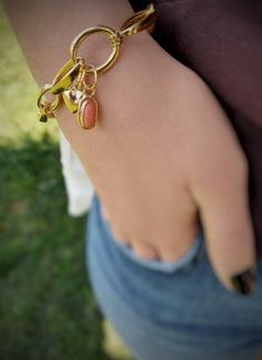 This sterling  silver and gold plated coral bracelet is handmade and unique. Because of this, there may be small difference in each piece. I used  sterling silver (925K)  with silver smithing technique and I made gold plated. This charming bracelet can be a great alternative for yourself or a gift idea in the summer time. Silver heart and coral gemstone are attached to the clasp. if you want you can separate it from the clasp and use it separately. This silver chain bracelet is suitable for dail Heart Charm Bangle Jewelry For Gifts, Heart Charm Bangle Jewelry Gift, Unique Gold Jewelry With Heart Charm, Gold Bangle Charm Bracelet With Heart Charm, Heart Bangle Bracelet With Charms For Gift, Brass Jewelry Bracelet With Lobster Clasp, Brass Bracelet With Lobster Clasp, Unique Bracelets With Lobster Clasp, Brass Bangle Chain Bracelet For Gifts