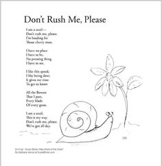 the poem is written in black and white with an image of a snail on it