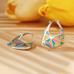 Unique Multicolor Geometric Jewelry, Modern Multicolor Geometric Jewelry, Trendy Bold Design Earrings, Modern Multicolor Jewelry With Bold Design, Elegant Multicolor Jewelry With Unique Design, Modern Multicolor Earrings With Bold Design, Modern Multicolor Earrings As Gift, Modern Multicolor Earrings As A Gift, Modern Multicolor Earrings For Gift