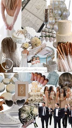 a collage of wedding pictures with bride and groom