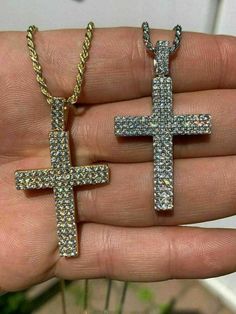 Gorgeous cross pendant!
SUPER ICY!
REAL solid 925 sterling silver...never turns green
This is a lifetime piece
We have 3 styles! Rhodium finished, Two-toned, & 14k yellow gold finished!
Color lasts many years
 
Measures roughly 1" by 1.5" (2" w. bale) ..weighs roughly 7 grams
Not too big and gaudy yet not too small so very noticeable
100 prong set handset man made diamonds (CZ) for a total of 1ct!
 
SO ICY IT WILL BLIND YOU!
100% 925 silver...not plated or fille Gold Iced Out Cross Pendant Jewelry, Iced Out Gold Cross Pendant Jewelry, White Iced Out Cross Necklaces, White Iced Out Cross Necklace, Silver Iced Out Cross Pendant Necklace, White Gold Cubic Zirconia Crucifix Jewelry, White Gold Crucifix Jewelry With Cubic Zirconia, Gift Vvs Clarity Sterling Silver Cross Necklace, White Iced Out Cross Jewelry