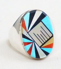 Authentic Turquoise Jewelry, Survival Hacks, Geometric Stone, Native American Men, The Ring Face, Zuni Jewelry, Mens Rings, American Indian Jewelry, Navajo Jewelry