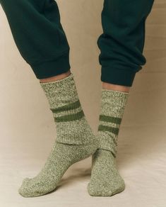 The Marled Athletic Sock. -- Army ACCESSORIES THE GREAT. FALL 23 ACCESSORIES Hand Knit Socks For Men, Retro Cotton Socks For Winter, Retro Winter Cotton Socks, Long Socks Outfit Men, Boyfriend Outfits, Fall Knits, Camp Socks, Fall Socks, Sock Store