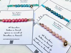 Elevate any teacher's back-to-school look with our Custom Beaded Teacher Name Bracelets, meticulously handcrafted to perfection. Each bracelet features luxurious 14k gold filled beads and vibrant, high-quality gemstones, creating a stunning piece that is both personalized and pretty. **Product Features Personalized Design: Customize your bracelet with any name or meaningful word. We will carefully craft each piece to ensure it reflects your unique style. Premium Materials: Made with beautiful an First Day Of School Bracelet, School Look, Back To, Teacher Name, Name Jewelry, Name Bracelet, New Teachers, Teacher Favorite Things, Meaningful Words