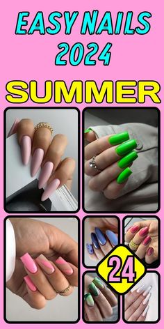 The latest easy summer nails 2024 are all about combining beauty with simplicity. Featuring summer easy nail art, these designs use minimalistic patterns and soothing colors to create looks that are both appealing and effortlessly chic. Ideal for both everyday wear and special summer occasions, these nails keep you looking polished all season long. Cute Easy Nail Ideas, Easy Summer Nail Ideas, Easy Summer Nail Designs, Easy Summer Nails, Easy Nail Ideas, Easy Nail Designs Summer, Nude Polish, Green Polish