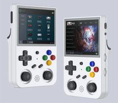 the nintendo wii game controller is white and has buttons on each side, with an image of a video game being played