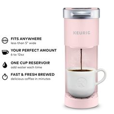 a pink keurig coffee maker with instructions on how to use it and how to use it