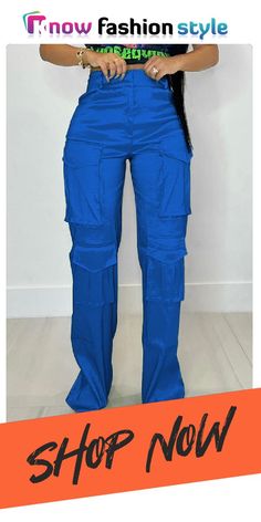 Blue Casual Solid Patchwork Regular High Waist Conventional Solid Color Trousers Blue Patchwork Pants For Summer, Fitted Patchwork Party Bottoms, Patchwork Party Bottoms, Casual Fitted Bottoms With Splicing, Casual Fitted Bottoms With Splicing Detail, Blue Stretch Pants Solid Color, Non-stretch Blue Pants, Blue Stretch Pants, Summer Fitted Patchwork Pants