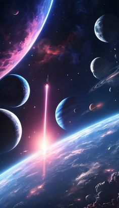 an artist's rendering of planets in outer space