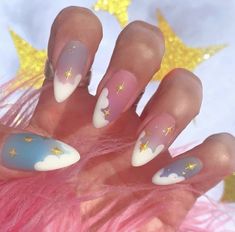 Jelly Cloud Nails, Cloud Nails, Kandee Johnson, Star Nail Designs, Candy Clouds, Witchy Nails, Space Nails, Sky Nails