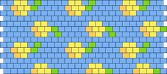 a blue, yellow and green tile pattern with squares in the same color as each other