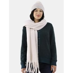 This Madden NYC Women's Rhinestone Cuff Beanie with Supersoft Scarf in Ivory is the perfect gift to give for this Holiday season! This super cute set includes a faux fur rhinestone detailed beanie and supersoft scarf. Keep your head and neck extra toasty this Holiday season! Size: One Size.  Color: Off-White.  Gender: female.  Age Group: adult. Madden Nyc, Big Scarf, Heatless Hairstyles, Women's Beanie, Winter Hairstyles, Cute Sets, Blanket Scarf, Head And Neck, A Blanket