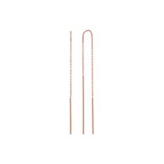 Are you casual or classy? This pair of threader style earrings looks great with either attire! The earrings are crafted of quality 14 karat rose gold and feature two bars  measuring 3/4 inch and 1 1/4 inch  dangling from a chain. The total length is 2 and 1/8 inches. Thread the shorter bar through your ear piercing for a chic new style everyone will be admiring. Modern Rose Gold Threader Earrings, 14k Rose Gold Dangle Threader Earrings, Minimalist Rose Gold Long Drop Threader Earrings, Rose Gold 14k Linear Earrings For Pierced Ears, Rose Gold Linear Earrings 14k Gold, Minimalist 14k Rose Gold Linear Earrings, Everyday Rose Gold Sterling Silver Linear Earrings, Rose Gold 14k Linear Earrings, Rose Gold Adjustable Chain Dangle Threader Earrings