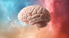 Illustration of a human brain surrounded by colorful outer space and symbols representing thoughts, ideas, and royalty free stock photography Brain Thinking, Human Brain, Outer Space, Stock Illustration, Brain