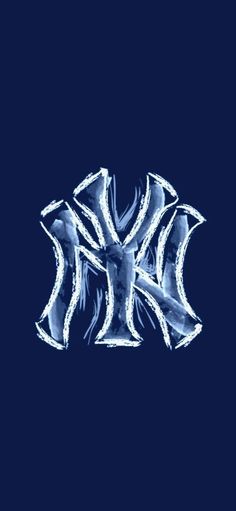 the new york yankees logo on a blue background