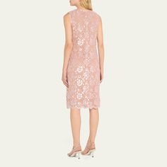 Michael Kors Collection floral embellished sheath dress  Crew neckline Long sleeves Zip closure at back Scallop trim Hem hits around the knee Cotton/viscose Imported Evening Flats, Cocktail Jacket, Scallop Trim, Michael Kors Collection, Cotton Viscose, Lingerie Romper, Platform Pumps, Lingerie Sleepwear, Sweater Skirt