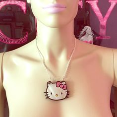 Brand New, Never Worn!! Super Cute, Yummy Couture X Hello Kitty Mirrored Necklace. Trendy Cat Design Jewelry For Party, Trendy Cat Design Jewelry For Parties, Cute Red Necklace For Parties, Hello Kitty Necklace, Kitty Necklace, Hello Kitty Jewelry, Bling Necklace, 2000s Fashion Outfits, Funky Jewelry