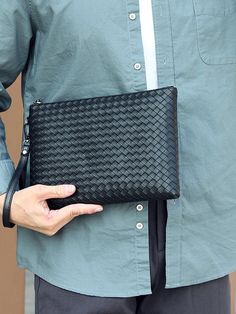 Preto  Collar  Couro PU Simples Bolsa caretiro (clutch) Embellished   Bolsa Masculinos Envelope Pattern, Fall Closet, Pu Leather Bag, Braid Designs, Envelope Bag, Leather Bags Handmade, Branded Handbags