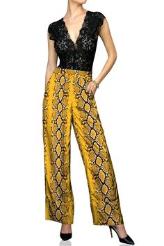 Silk Pants For Women! Buy Pants and Palazzo for Women from a huge collection of Runway Dresses NYFW. Get great offers on Designer Dresses on Kyle X Shahida. Yellow Wide-leg Party Pants, Yellow Wide Leg Party Pants, Yellow Wide Leg Pants For Party, Elegant Stretch Yellow Bottoms, Party Wide-leg Pants With Pockets, Elegant Yellow Pants For Summer, Elegant Yellow Pants With Pockets, Elegant Yellow Summer Pants, Elegant Yellow Party Bottoms