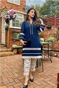 Blue And White Pakistani Dress, Chicken Material Kurti Design, Chicken Shirts Design Pakistani, Chicken Dress Design Pakistani, Chicken Kurta Designs Women, Chicken Suits Designs Pakistani, Chicken Dress Design, Dress Patern, Chicken Suits