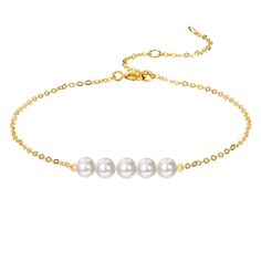 PRICES MAY VARY. ❤KECHO DESIGN❤: This dainty pearls bracelet is the perfect anniversary and birthday gift for women. Each pearl represents a spunky year or ten years, symbolizing the strong bond between you and her. With this pearl bracelet, she will always be reminded of her strength and your unwavering support. ❤MATERIAL❤: Made of 14K real gold (58.5% pure gold) and pure freshwater pearls. We select only the highest quality, smooth, and round pearls to create this elegant white pearl necklace. Gold Bracelet Simple, Real Gold Chains, Gold Pearl Bracelet, Cultured Pearl Bracelet, Pearls Bracelet, White Pearl Necklace, Solid Gold Jewelry, Pure Gold, Beautiful Gift Boxes